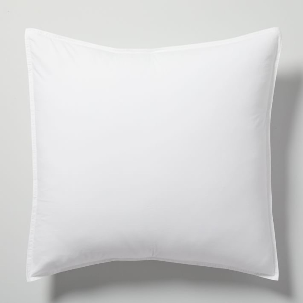Organic Washed Cotton Euro Sham Set (2), White
